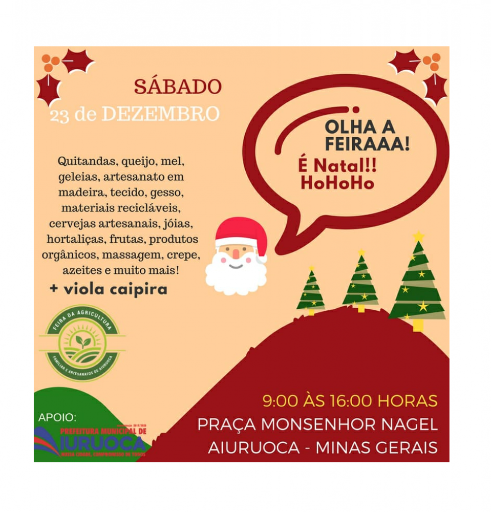 Dia 23 de Dezembro: Feira da Agricultura Familiar e Artesanato de Aiuruoca