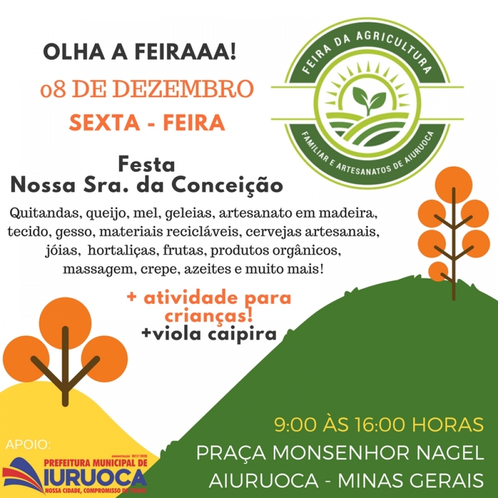 Dia 08 de Dezembro: Feira da Agricultura Familiar e Artesanato de Aiuruoca