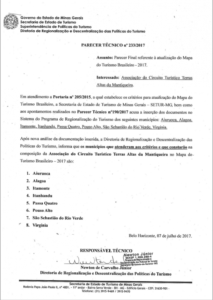 Aiuruoca passa a compor o mapa do turismo brasileiro.