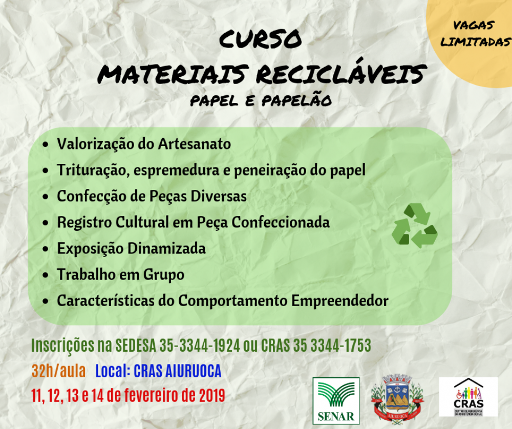 Senar MG oferece Curso de reciclagem em Aiuruoca