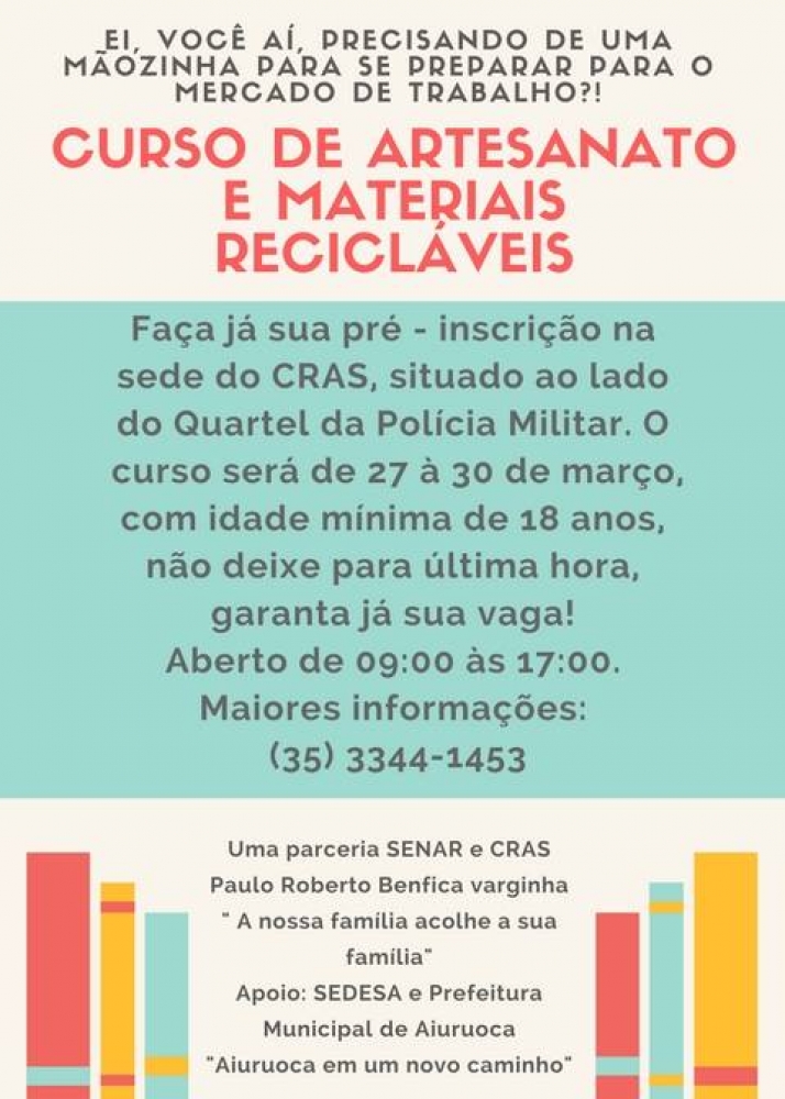 Curso de Artesanato e Materiais Recicláveis