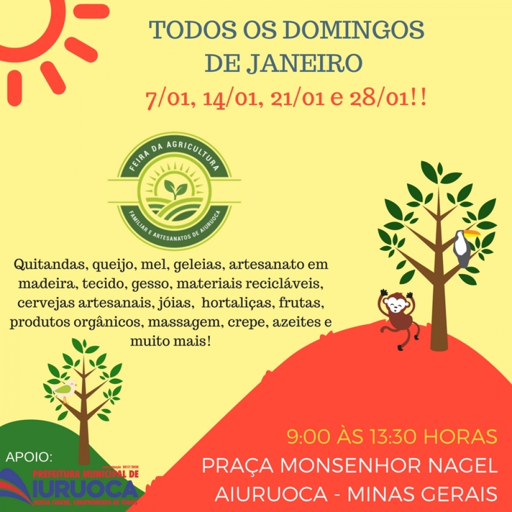 Janeiro: Feira da Agricultura Familiar e Artesanato