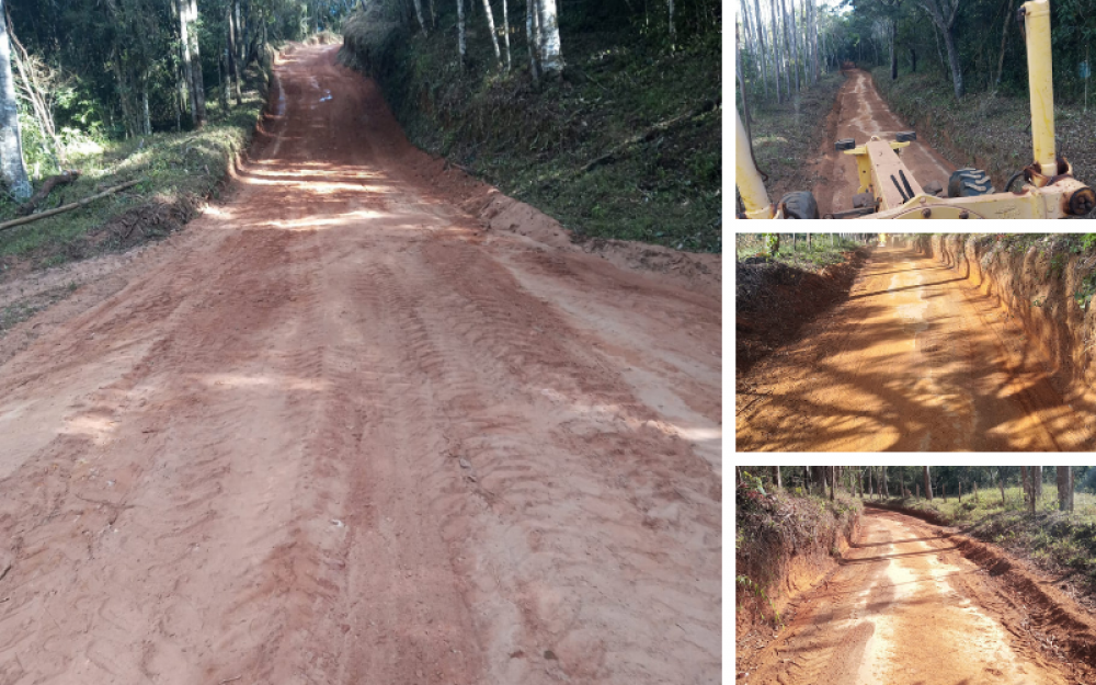 Manutenção e recuperação de estradas rurais na região do Pinhal e Lage.