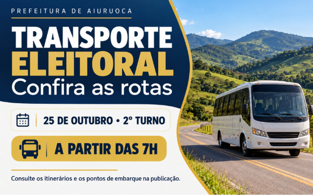 Confira as rotas do transporte eleitoral em Aiuruoca para o 2º turno.